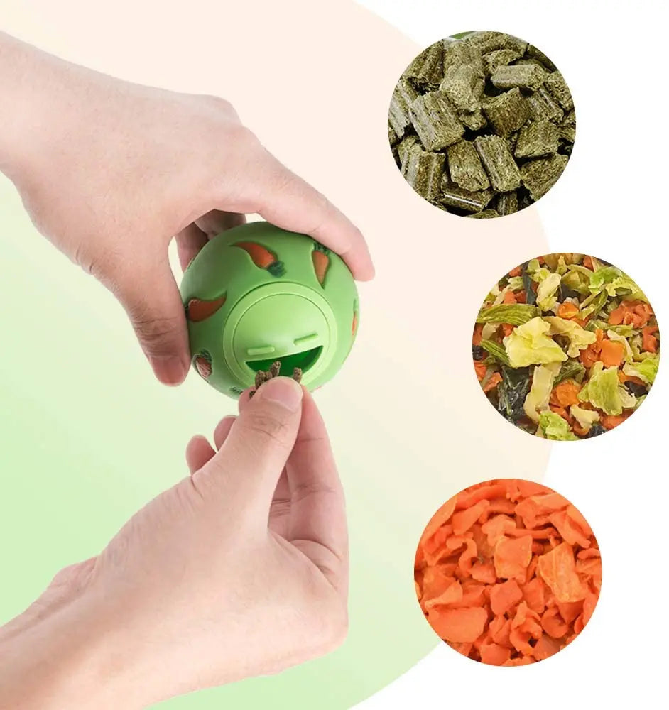 1pcs Rabbit Treat Ball Pet Slow Feeder Interactive Bunny Toy Snack Toy Ball Bite Resistant Feeding Toys Ferret Kitty Hamster Toy